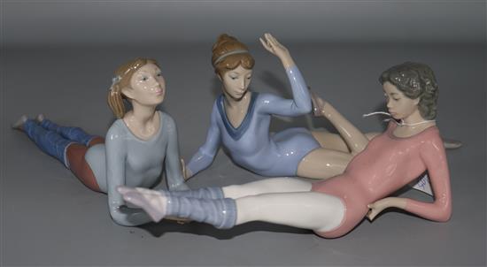 A group of three Lladro gymnastics girls